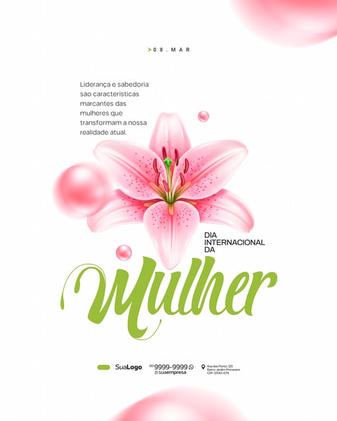 DIA INTERNACIONAL DA MULHER 08 DE MARÇO HOMENAGEM SOCIAL MEDIA PSD EDITÁVEL 3