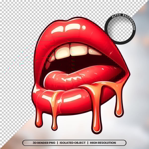 3D RENDER BOCA LÍNGUA LEITE ELEMENTO ÍCONE PSD PNG