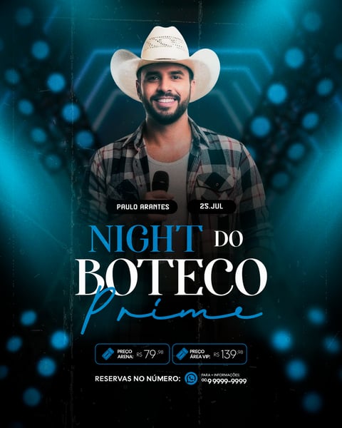FLYER PARA EVENTO SHOW ARTISTA SERTANEJO PSD EDITÁVEL FEED 10
