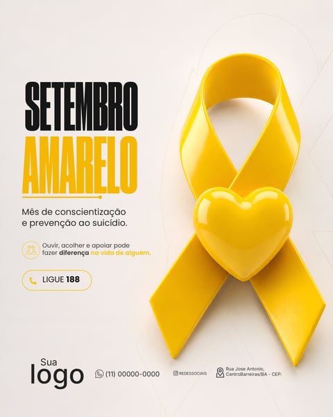 SETEMBRO AMARELO MÊS DE PREVENÇÃO AO SUICÍDIO SOCIAL MEDIA PSD EDITÁVEL 2