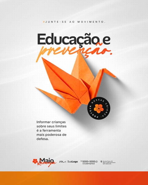 Maio Laranja COMBATE ABUSO EXPLORAÇÃO CRIANÇAS ADOLESCENTES SOCIAL MEDIA PSD EDITÁVEL 6
