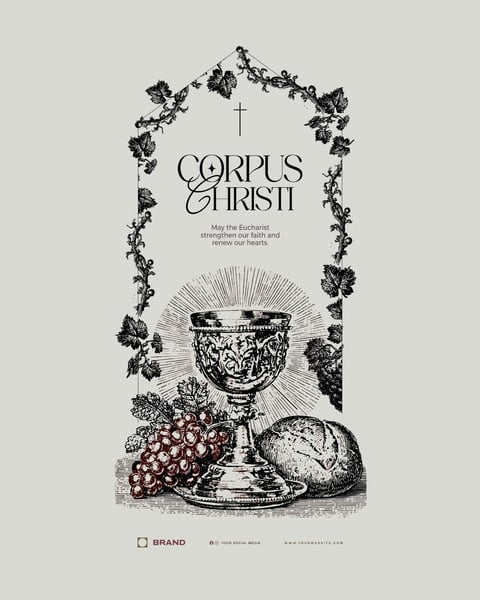Corpus Christi Eucharist Faith and Renewal Religious Flyer Editable PSD