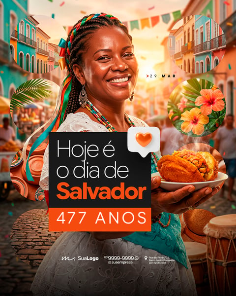COMEMORAÇÃO ANIVERSÁRIO DE SALVADOR 29 DE MARÇO SOCIAL MEDIA PSD EDITÁVEL 6