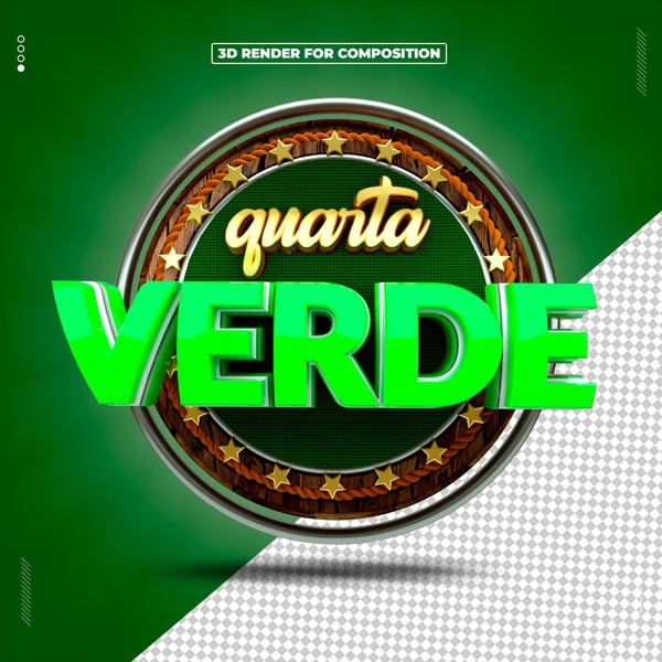 SELO 3D QUARTA VERDE PARA COMPOSIÇÃO