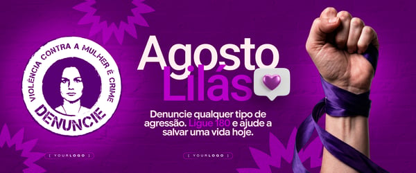 CARROSSEL AGOSTO LILÁS COMBATE À VIOLÊNCIA FEMININA PSD EDITÁVEL