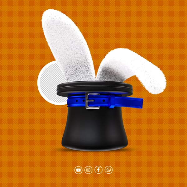 SELO 3D CARTOLA COELHO DE PÁSCOA PARA REDES SOCIAIS