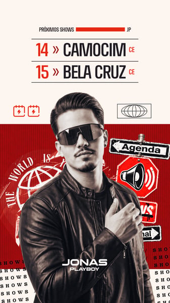 08 AGENDA SEMANAL ARTISTA PRÓXIMOS SHOWS PSD EDITÁVEL