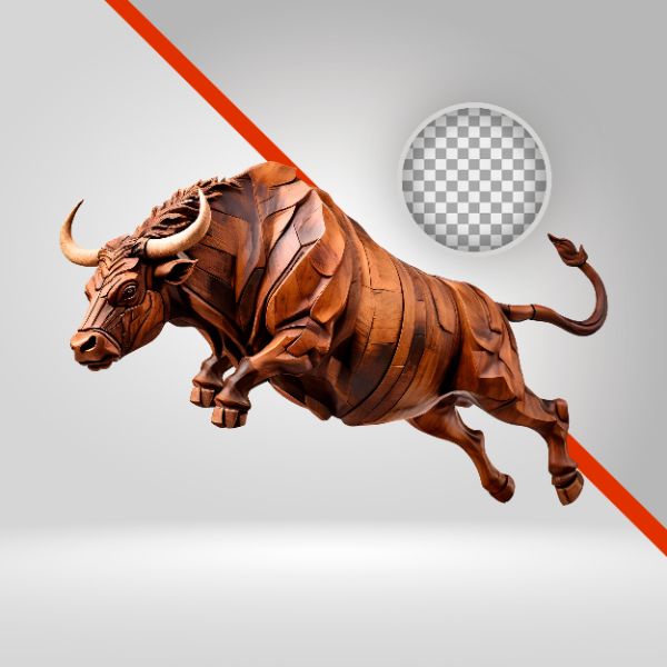 BOI DE MADEIRA 3D, TOURO SALTANDO, SERTANEJO , ESCULTURA 3D, COMPOSIÇÃO PARA RODEIO, VAQUEJADA, ELEMENTO PNG