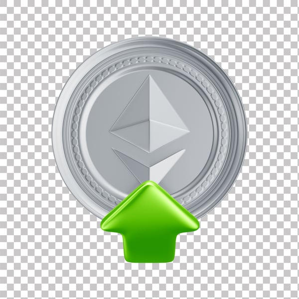 AZN ASSET 3D DE CRIPTOMOEDAS ETHEREUM SIMBOLIZANDO ALTA COM FUNDO ISOLADO (1)