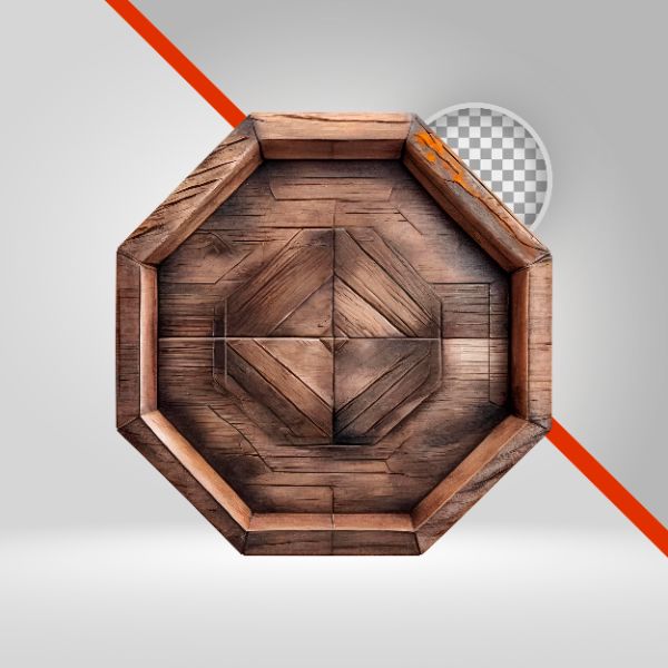 TÁBUAS DE MADEIRA 3D, HEXÁGONO, PLACA PARA TEXTO, ELEMENTO PNG, FUNDO TRANSPARENTE, MADEIRA VELHA, SÃO JOÃO, ARRAIÁ