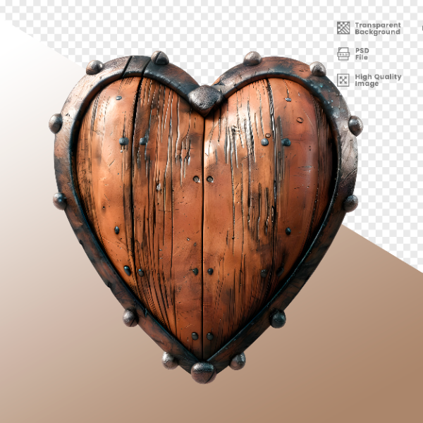 CORAÇÃO FERRO E MADEIRA  ELEMENTO 3D PARA COMPOSIÇÃO - HEART