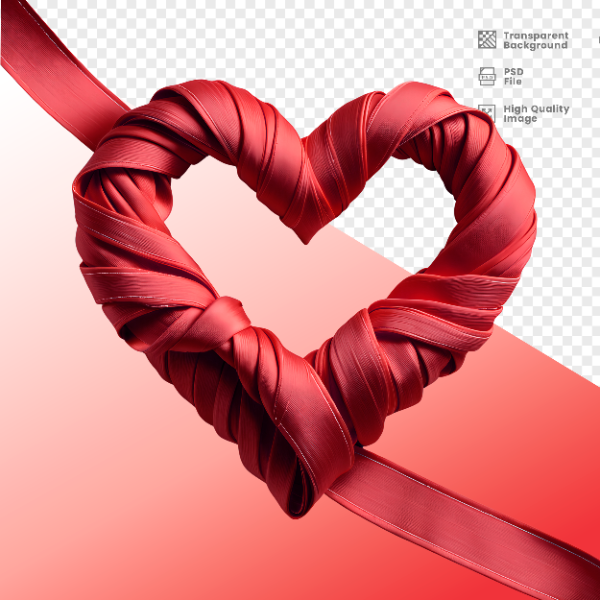 CORAÇÃO DE FITA -  ELEMENTO 3D CORAÇÃO  PARA COMPOSIÇÃO