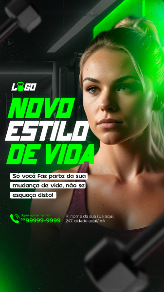 STORY ACADEMIA TENHA UM NOVO ESTILO DE VIDA SOCIAL MEDIA PSD