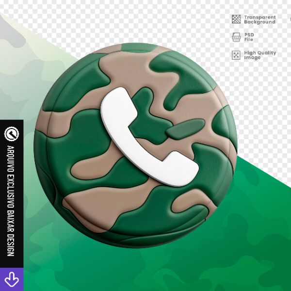 ÍCONE TELEFONE CAMUFLADO - ELEMENTO 3D PARA COMPOSIÇÃO - EXCLUSIVO BAIXAR DESIGN