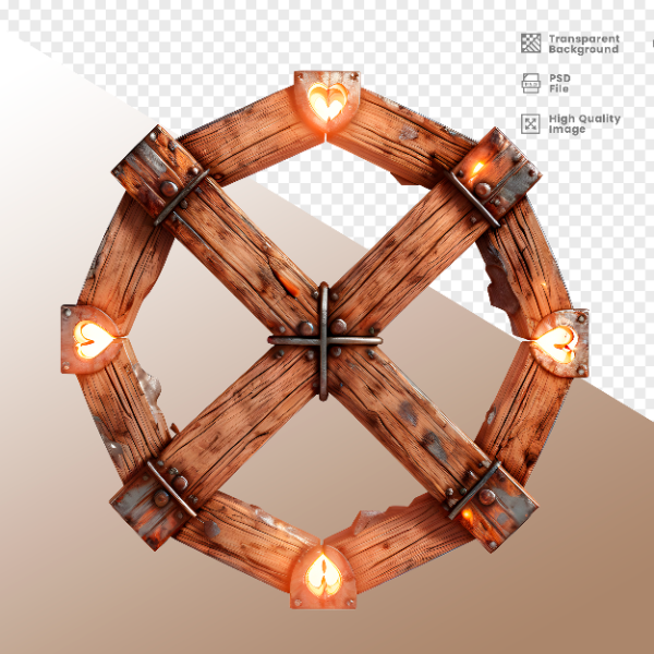 CÍRCULO DE MADEIRA COM LUZ - ELEMENTO 3D PARA COMPOSIÇÃO - WOOD