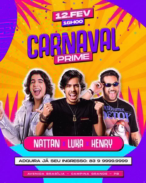 FLYER EVENTO PSD EDITÁVEL FEED CARNAVAL PRIME