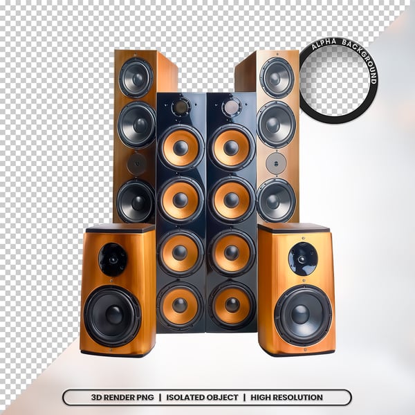 3D RENDER CAIXA DE SOM ELEMENTO ÍCONE PSD PNG