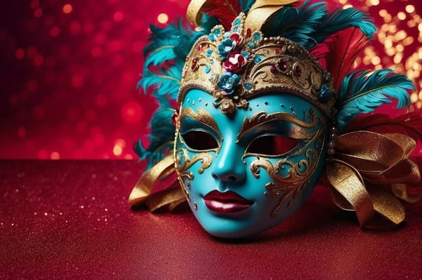 MASCARA DE CARNAVAL BACKGROUND VERMELHO