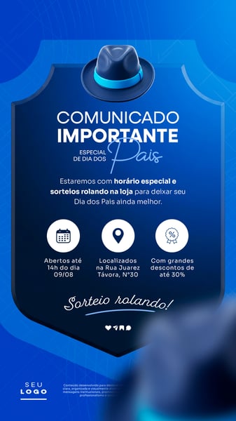 COMUNICADO IMPORTANTE DIA DOS PAIS AVISO HORÁRIO FUNCIONAMENTO STORY SOCIAL MEDIA PSD EDITÁVEL 7