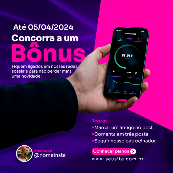 PROVEDOR DE INTERNET SOCIAL MEDIA POST - CONCORRA A UM BÔNUS