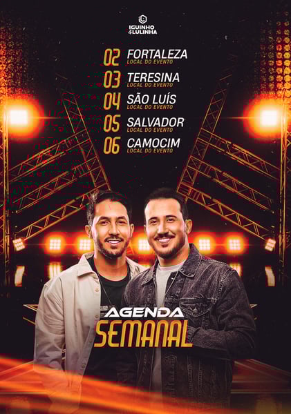 FLYER ARTISTA AGENDA SEMANAL PRÓXIMOS SHOWS PSD EDITÁVEL