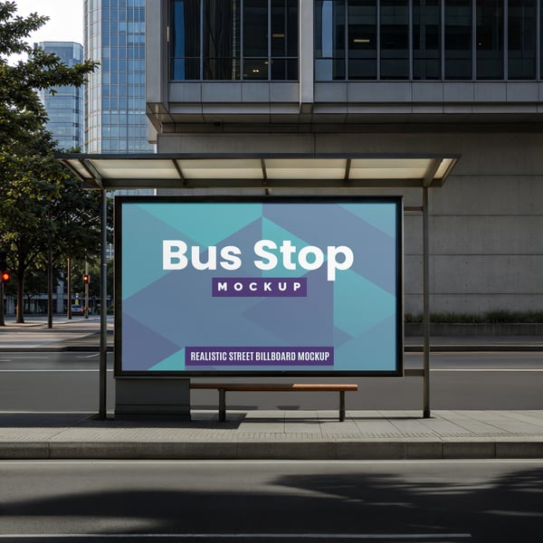 ANÚNCIO EM PONTO DE ÔNIBUS PSD EDITÁVEL MOCKUP
