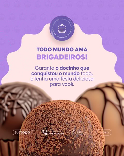 Confeitaria Brigadeiro Doceria feed vertical social media psd editável
