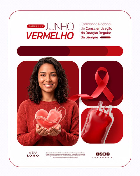 JUNHO VERMELHO CAMPANHA NACIONAL DE CONSCIENTIZAÇÃO DA DOAÇÃO REGULAR DE SANGUE SOCIAL MEDIA PSD EDITÁVEL 5