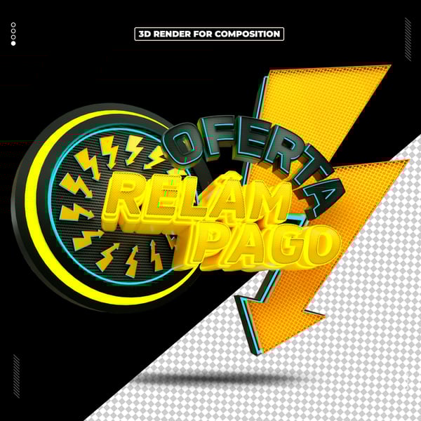 SELO 3D OFERTA RELÂMPAGO PARA COMPOSIÇÃO