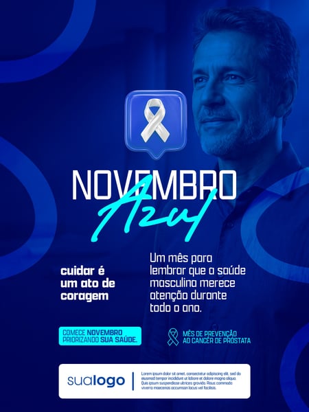 NOVEMBRO AZUL MÊS DE COMBATE AO CÂNCER DE PRÓSTATA SOCIAL MEDIA PSD EDITÁVEL 1
