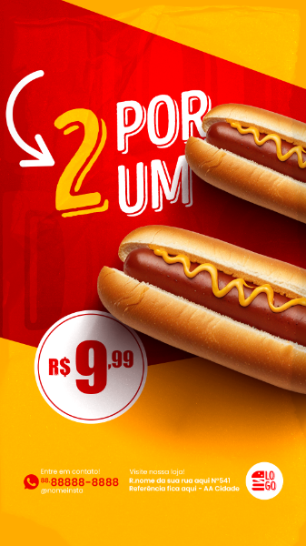 STORIES PROMOÇÃO 2 POR UM SOCIAL MEDIA LANCHONETE PSD EDITÁVEL