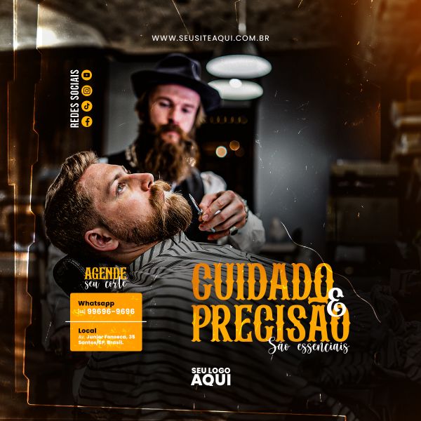 BARBEARIA, BARBEIRO, CABELELEIRO - SOCIAL MEDIA - PSD EDITÁVEL