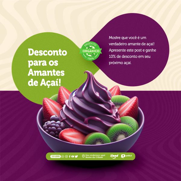 SOCIAL MEDIA - AÇAITERIA - DESCONTO PARA OS AMANTES DE AÇAÍ