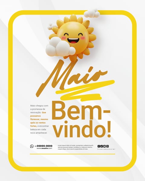 BEM VINDO MAIO SAUDAÇÃO MÊS SOCIAL MEDIA POST EDITÁVEL FEED
