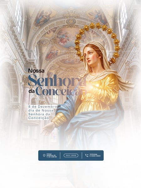 DIA DE NOSSA SENHORA DA CONCEIÇÃO 8 DE DEZEMBRO SOCIAL MEDIA PSD EDITAVÉL 3