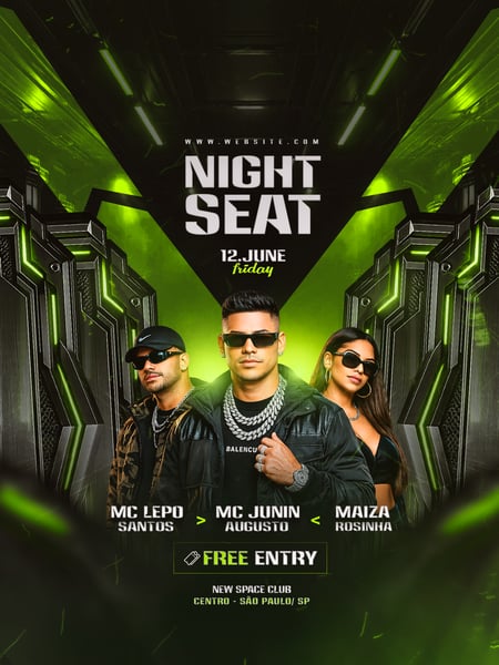FLYER NIGHT SEAT PSD TEMPLATE POSTER PARA FEED