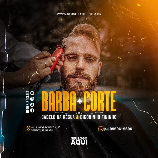 BARBEARIA, BARBEIRO, CABELELEIRO - SOCIAL MEDIA - PSD EDITÁVEL