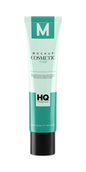 EMBALAGEM BRILHANTE DE COSMÉTICO PSD EDITÁVEL MOCKUP