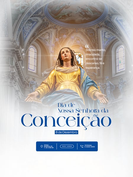 DIA DE NOSSA SENHORA DA CONCEIÇÃO 8 DE DEZEMBRO SOCIAL MEDIA PSD EDITAVÉL