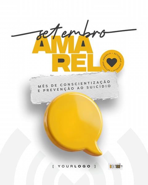 FLYER SETEMBRO AMARELO BALÃO DE FALA 3D PSD EDITÁVEL
