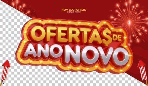 SELO 3D OFERTAS DE ANO NOVO REVEILLON PNG