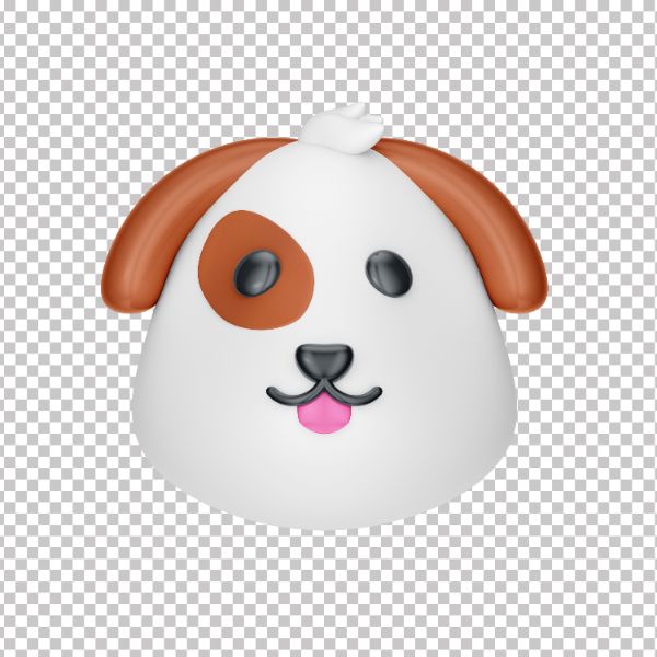 ASSET 3D - EMOJI CACHORRO EM 3D COM FUNDO TRANSPARENTE