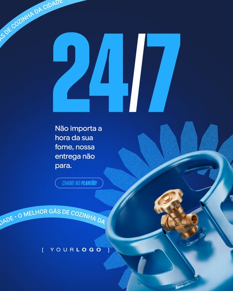 BANNER PLANTÃO 24 HORAS ENTREGA DE GÁS DE COZINHA PSD EDITÁVEL