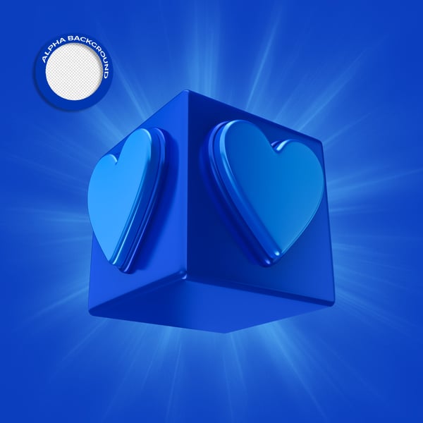 SELO 3D CORAÇÃO NOVEMBRO AZUL PNG