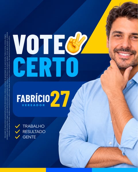 Cartaz De Campanha Política Para Vereador Com Candidato Sorridente Social Media PSD Editável