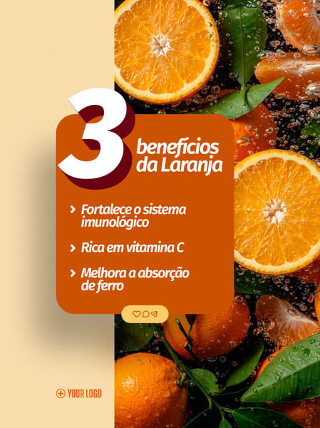 BENEFÍCIOS DA LARANJA NUTRIÇÃO SOCIAL MEDIA FLYER PSD EDITÁVEL