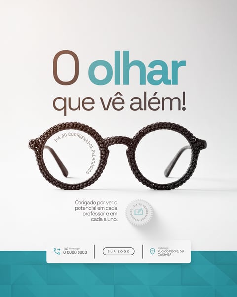 O OLHAR QUE VÊ ALÉM DIA DO COORDENADOR PEDAGÓGICO SOCIAL MEDIA PSD EDITÁVEL