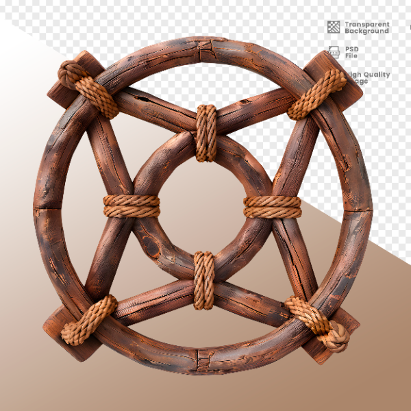 CÍRCULO MADEIRA E CORDA  ELEMENTO 3D PARA COMPOSIÇÃO - WOOD