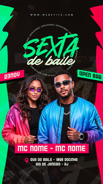FLYER BAILE FUNK DE SEXTA PARA STORIES TEMPLATE PSD