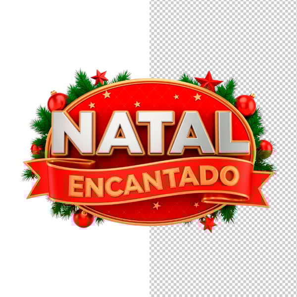 SELO 3D NATAL ENCANTADO EM PNG